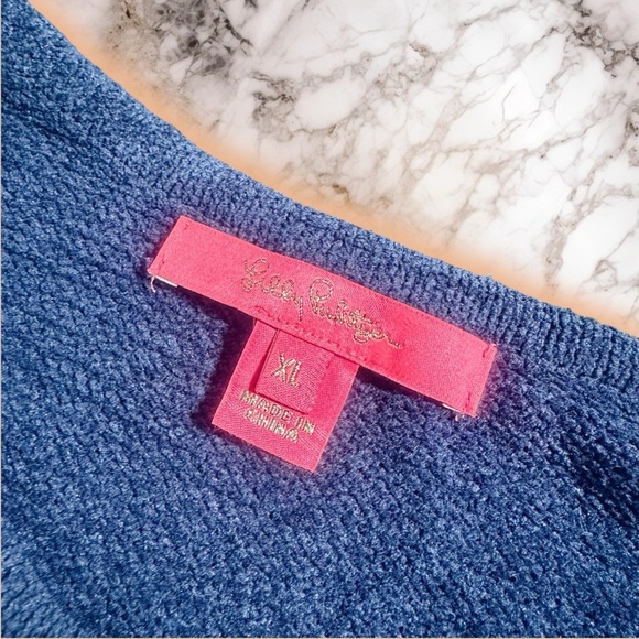 Lilly Pulitzer ‘Galen’ Chenille Ruffle Cuff Sweater Dress in “True Navy” Size XL - Picture 4 of 15